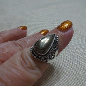 Ornate "APACHE PYRITE" Handmade Sterling Ring Size 7.25 #725B